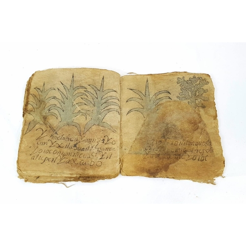1005 - A 15TH CENTURY OR POSSIBLY EARLIER RELIGIOUS BOOK HAND WRITTEN ON AN EARLY FORM OF PAPYRUS IN POOR C... 