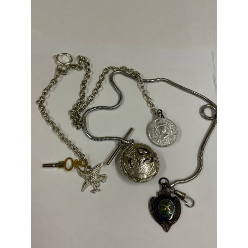 1117 - Vintage Albert pocket watch chains and fobs