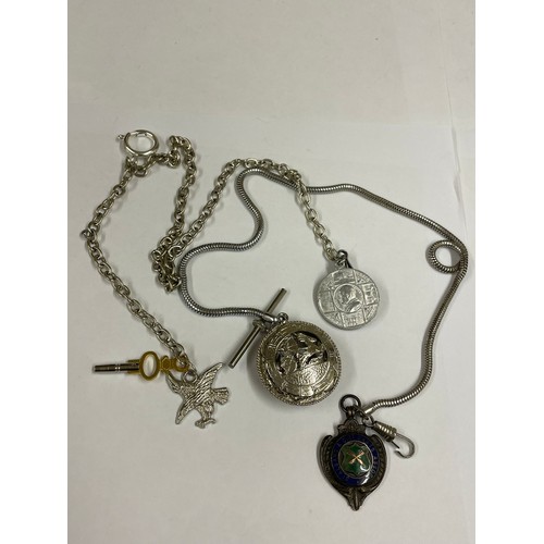 1117 - Vintage Albert pocket watch chains and fobs