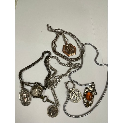 1119 - Vintage pocket watch chains and fobs