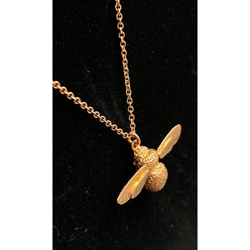 120 - Alex Monroe silver with rose gold vermeil necklace and bee pendant, 39cm chain length.