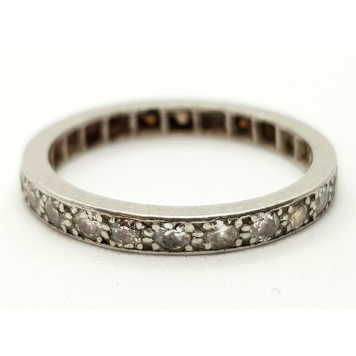 151 - Platinum and diamond full eternity ring, 1ct of diamonds, ring size P, weighs 3.2 grams