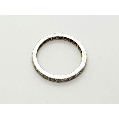 151 - Platinum and diamond full eternity ring, 1ct of diamonds, ring size P, weighs 3.2 grams