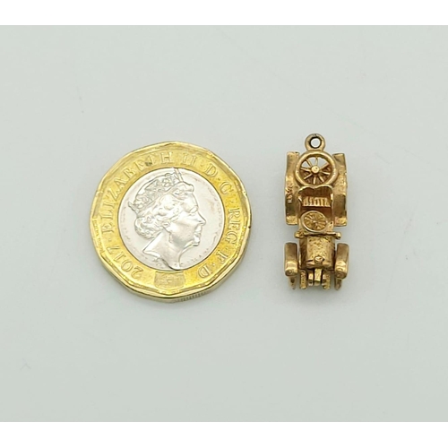 276 - 9k yellow gold vintage car charm, weighs 4 grams