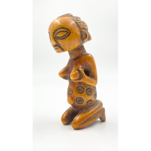 14 - An Antique 19th Century African Luba Tribe (Congo) Maternity Figurine - In a kneeling Position.  12.... 