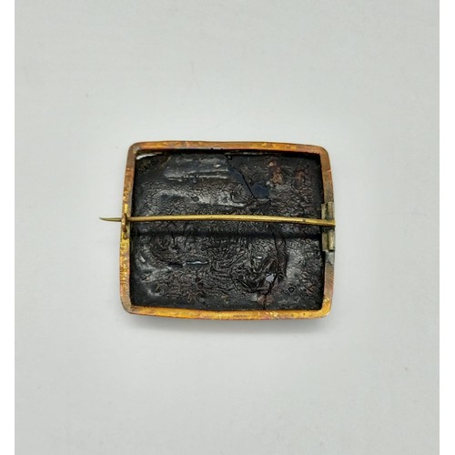 363 - A Victorian Yellow Metal, Micro-Mosaic Brooch
Depicting Classical Roman Ruins. A/F