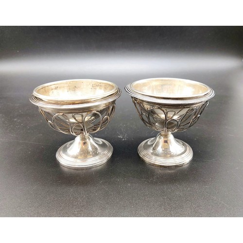 377 - A Pair of Early Solid Silver Suet Dishes with Portuguese 
Hallmarks. 6.5cm tall by 7cm diameter. 217... 