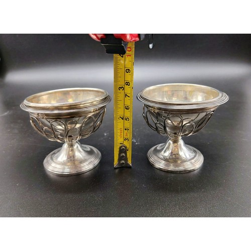 377 - A Pair of Early Solid Silver Suet Dishes with Portuguese 
Hallmarks. 6.5cm tall by 7cm diameter. 217... 