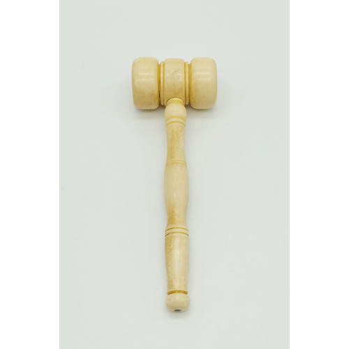 323 - An Antique Victorian Ivory Gavel. 18cm. 129g