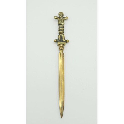 313 - Three Antique Sword-Style Letter Openers. All with fascinating handles - one with a Maltese Cross. L... 