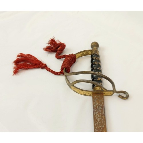 275 - A Pair of Antique Ceremonial Swords. Brass and wooden hilts with original red rope. Length of blade ... 