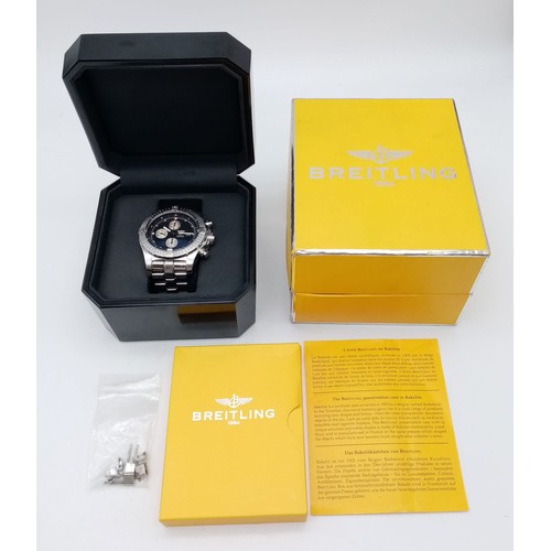 361 - A BREITLING 1884 CHRONOMETER IN STAINLESS STEEL IN ORIGINAL BOX AND PAPERS, AUTOMATIC WITH SPARE LIN... 