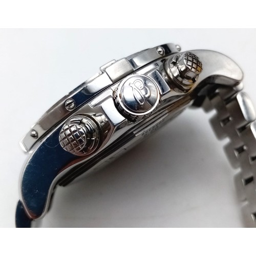 361 - A BREITLING 1884 CHRONOMETER IN STAINLESS STEEL IN ORIGINAL BOX AND PAPERS, AUTOMATIC WITH SPARE LIN... 