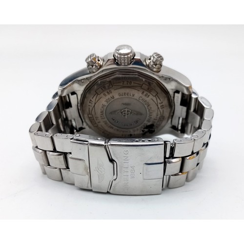 361 - A BREITLING 1884 CHRONOMETER IN STAINLESS STEEL IN ORIGINAL BOX AND PAPERS, AUTOMATIC WITH SPARE LIN... 