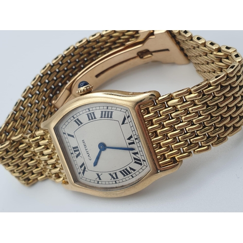 CARTIER 18K YELLOW GOLD WATCH WITH WHITE FACE AND SOLID GOLD STRAP, 26MM
