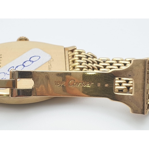 CARTIER 18K YELLOW GOLD WATCH WITH WHITE FACE AND SOLID GOLD STRAP, 26MM