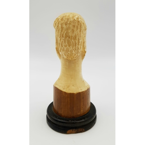 1190 - AFICAN IVORY HANDCARVED ANTIQUE BUST OF A TRIBAL ELDER MAN, 17CM TALL