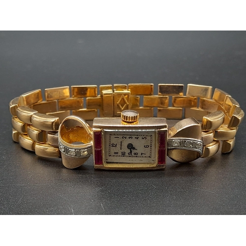 117 - A Vintage Norma 18K Gold and Diamond Ladies Watch. 18K gold bracelet and case - 14mm x 20mm. Diamond... 