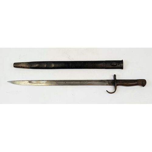 26 - 1908 Dated Hooked Quillion 1907 Pattern British Bayonet. Maker Wilkinson. Unit Marked 1 over
4527 in... 