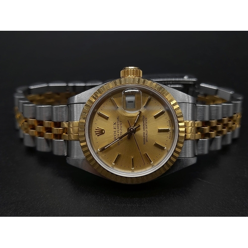 48 - Classic Rolex Oyster Jubilee Bracelet Ladies Watch. 18K gold and steel bracelet/case -26mm. Gold-ton... 