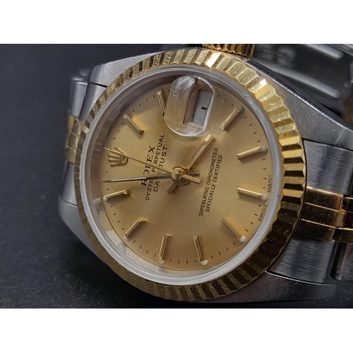 48 - Classic Rolex Oyster Jubilee Bracelet Ladies Watch. 18K gold and steel bracelet/case -26mm. Gold-ton... 