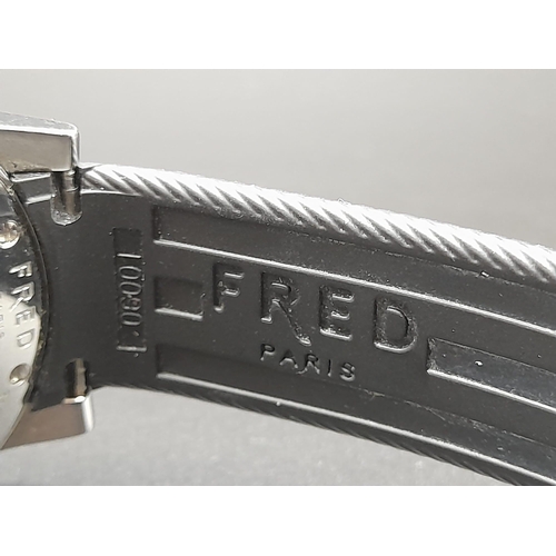 83 - A Fred of Paris Diamond Gents Watch. Rubber strap with a stainless steel case - 40mm. Diamond bezel ... 