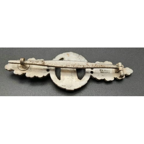 40 - WW2 German Silver Grade Luftwaffe Reconnaissance Clasp. Maker Marked: G.H Osang, Dresden.