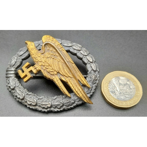 75 - Early War Luftwaffe Fallschirmjäger (Paratrooper) Badge. Maker: G.H Osang, Dresden.