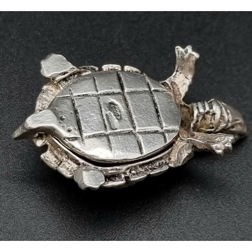 44 - A Rare European Antique silver Tortoise /snuff Pill Box
C.1920
14 grams 
3cm long