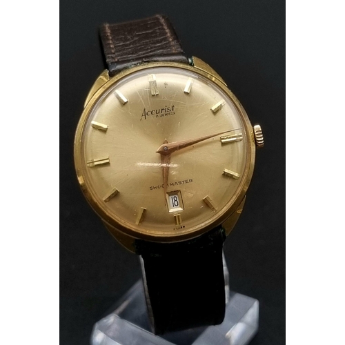 727 - A 1980'S ACCURIST SHOCKMASTER GOLDTONE FACE MANUAL MOVEMENT , A FEW SCRATCHES ON GLASS. IN ORIGINAL ... 