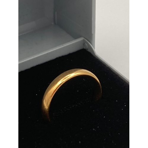 119 - 22 carat GOLD BAND. Full UK hallmark.
3.5 grams .Size J 1/2.