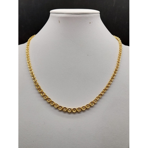 4 - 18k yellow gold collar necklace with graduated diamonds, 3ct of diamonds, approx. 42cm in length, to... 