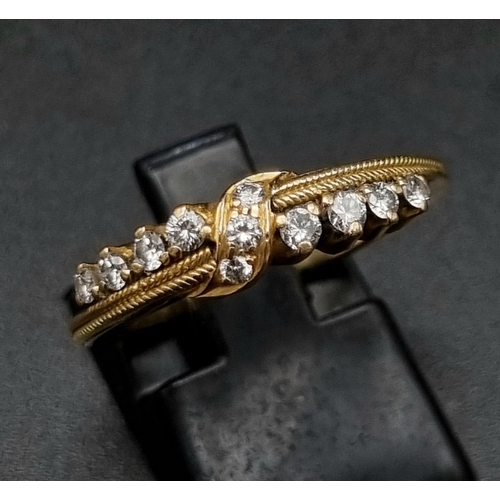 53 - 18k yellow gold diamond ring, 0.25ct of diamonds, ring size M, total weight 3.7 grams