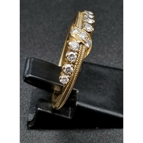 53 - 18k yellow gold diamond ring, 0.25ct of diamonds, ring size M, total weight 3.7 grams