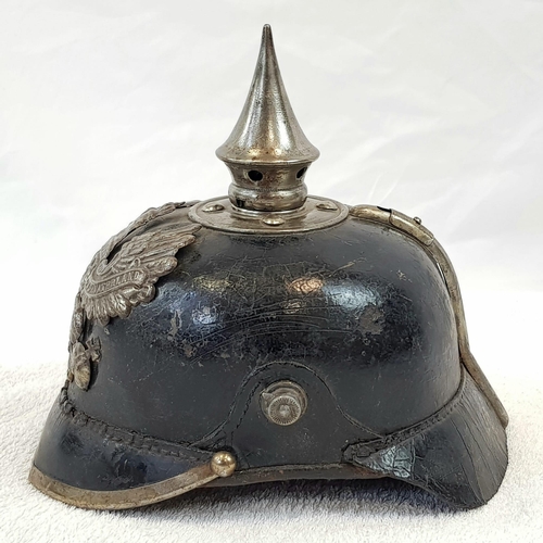 19 - WW1 Imperial German – Prussian Mle 1915 Pickelhaube with steel furnishings.