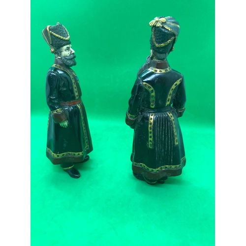 86 - A pair of 20th century stunning large Russian cold painted bronze figures 
Weight 1562 grams 
Height... 