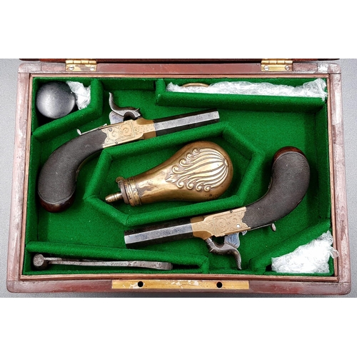 3 - A pair of 80 bore percussion boxlock pocket pistols, made in 19th century by Bentley of famous Bentl... 