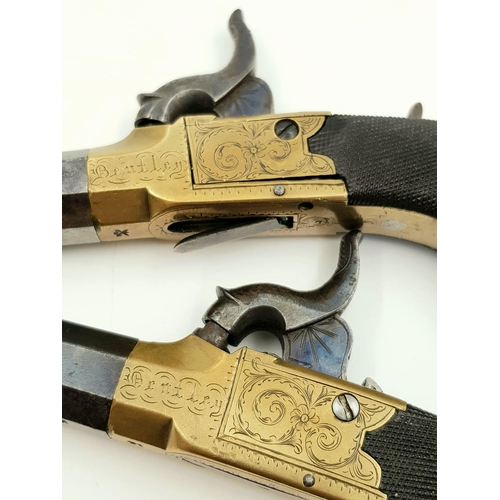 3 - A pair of 80 bore percussion boxlock pocket pistols, made in 19th century by Bentley of famous Bentl... 