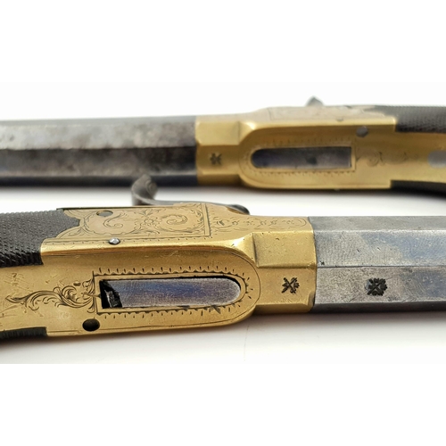 3 - A pair of 80 bore percussion boxlock pocket pistols, made in 19th century by Bentley of famous Bentl... 