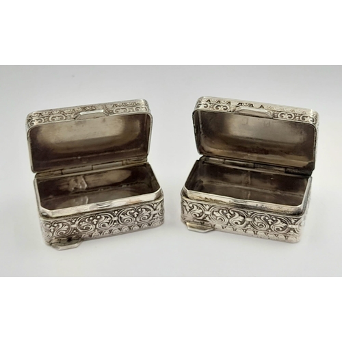 36 - A nice pair of sterling silver and enamel pill boxes. Beautifully engraved, with no damages or repai... 