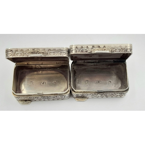 36 - A nice pair of sterling silver and enamel pill boxes. Beautifully engraved, with no damages or repai... 