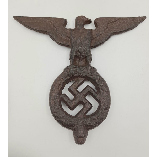 762 - Cast Iron German Nazi Flag Top. 18cm wide