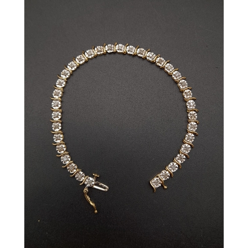 46 - 14k yellow gold diamond set bracelet, length approx. 17.5cm, total weight 5.5 grams