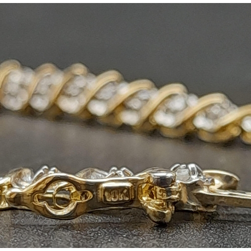 46 - 14k yellow gold diamond set bracelet, length approx. 17.5cm, total weight 5.5 grams