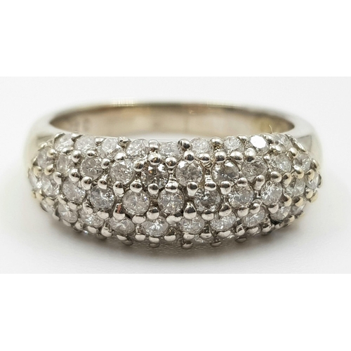 39 - 18k white gold diamond Bombay ring, 0.70ct of diamonds, ring size J, total weight 4.3 grams