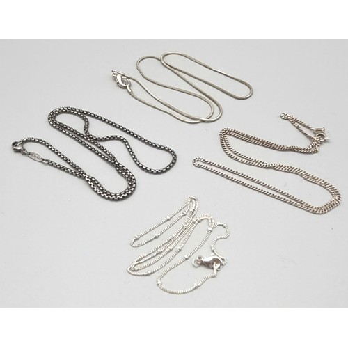 1199 - Four Sterling Silver Link Necklaces. 1 x36cm. 3 x44cm. 18g total weight.