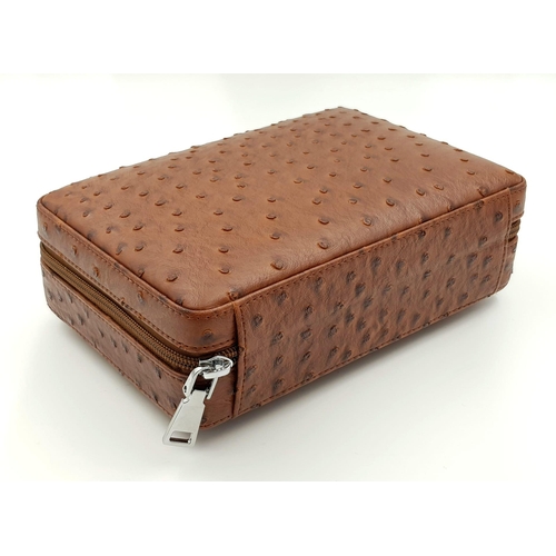 105 - A luxurious, COHIBA traveling cigar humidor, covered with ostrich leather and lined with cedar wood,... 