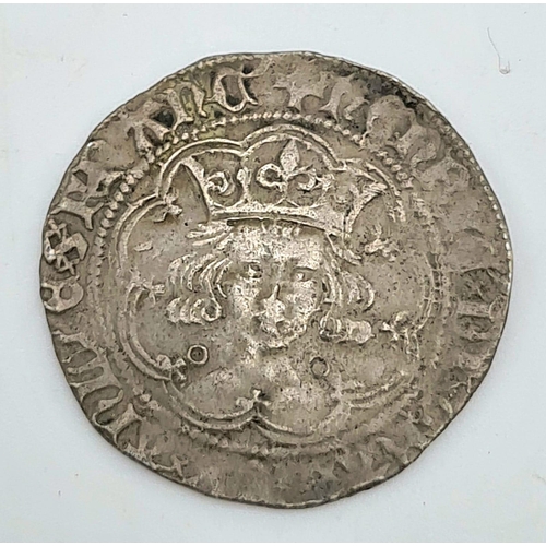 185 - An Ancient Henry V Silver Hammered Groat Coin. 1413- 22. Please see photos for conditions. 3.62g. A/... 