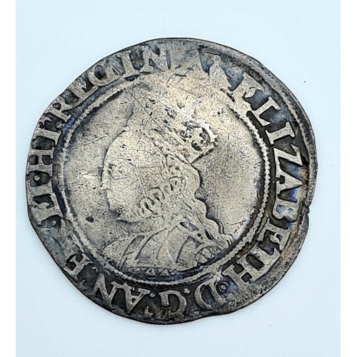 415 - An Ancient Elizabeth I Hammered Silver Shilling. 1558 - 1603. Please see photos for conditions. A/F.... 