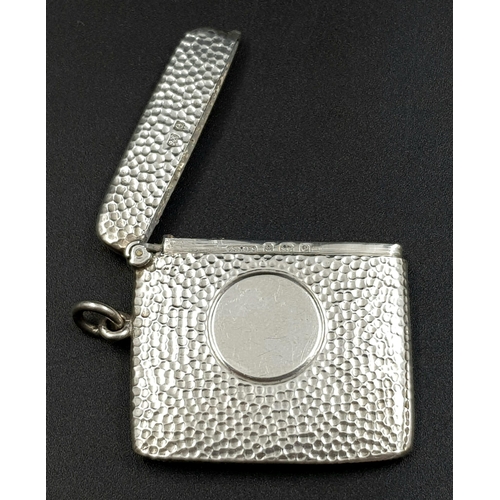 53 - An Antique Silver Vesta Case. Hallmarks for Birmingham 1904. Makers mark of Cornelius Desorneaux and... 